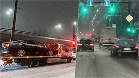 Perspėja būti atsargiems kelyje: plikledis, provėžos ir šlapias sniegas kelia pavojų net patyrusiems vairuotojams