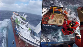 Nyderlandų laivas paliktas dreifuoti Norvegijos jūroje – bangos siūbavo taip, kad teko evakuoti įgulą