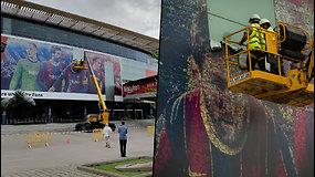 Istorinė akimirka – Lionelio Messi plakatas buvo pašalintas nuo Barselonos stadiono