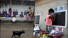 Indijos mokytojas gatves pavertė mokykla – vaikai mėnesiais neatsiversdavo knygų