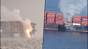 Kanadoje užsidegė laivas – 40 konteinerių su chemikalais iškrito į vandenyną