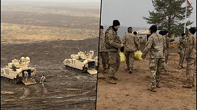 Pabradės poligone JAV šarvuotojo bataliono pratybos – treniravosi tankai „Abrams“