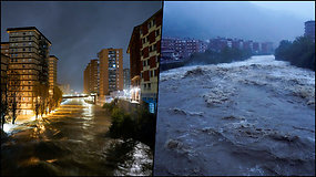 Šiaurės Ispanijos gatvės virto upėmis – miesto gatvėmis teka stipri vandens srovė
