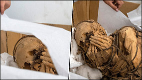 Tyrėjai atkasė palaikus – mumija buvo surišta virvėmis, jos rankos dengė veidą