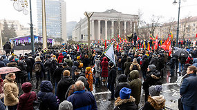 Prie Seimo susirinko ir protestuotojai, ir Laisvės gynėjų dienos minėjimo dalyviai