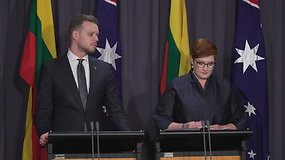 Lietuvos ir Australijos užsienio reikalų ministrų spaudos konferencija Kanberoje