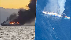 Kruizinį laivą, kuriame buvo beveik 300 žmonių, apėmė liepsna – gelbėjimo operacija tebevyksta