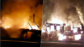 Naktinis gaisras Platelių miestelyje nusiaubė negyvenamą pastatą