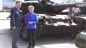 Simbolinis atkirtis Rusijos gegužės 9-osios paradui – Ursula von der Leyen atvyko į Kyjivą paminėti Europos dienos