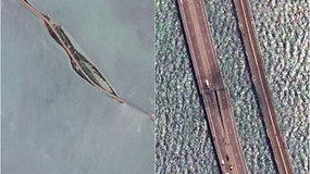 Palydoviniai vaizdai: apgadintas Krymo tiltas