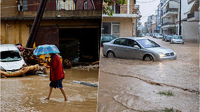Graikiją toliau niokoja gamtos stichijos: smarki liūtis sukėlė potvynį
