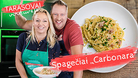 „Tarasovų virtuvėje“ – gardi itališka vakarienė: spagečiai su „Carbonara“ padažu