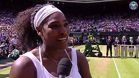 Serenos Williams kalba po triumfo Vimbldone 
