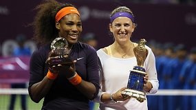 Viktorija Azarenka po atkaklios kovos Kataro finale nugalėjo Sereną Williams