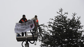 Berlyno centrinę eglę apgenėję klimato aktyvistai: tai tik Kalėdų eglutės viršūnė