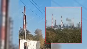 Smūgis dronais už 1500 km nuo Ukrainos sienos: dega naftos perdirbimo gamykla