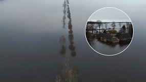 Vaizdai iš drono: dingę keliai ir skęstantys laukai – potvynio užlietas Šilutės rajonas
