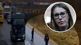 Paskelbtas vaizdo įrašas, kaip Ksenija Sobčak pėsčiomis kerta Lietuvos sieną
