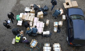 &Scaron;alčininkų rajone policija rado didelį kiekį cigarečių