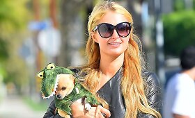 Paris Hilton savo &scaron;uniuką Helovino proga aprengė driežo kostiumu