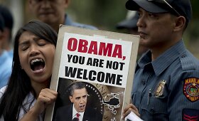 Maniloje protestuotojai pasisakė prie&scaron; Baracko Obamos vizitą Filipinuose