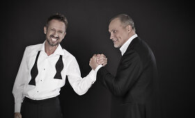 Koncertinį turą kartu surengsiantys Linas Adomaitis ir Gytis Pa&scaron;kevičius įsiamžino fotosesijoje