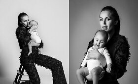 Vaida Grik&scaron;aitė-Česnauskienė su dukra įsiamžino fotosesijoje