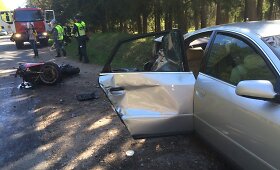 Kelyje Tauragė&ndash;&Scaron;ilalė susidūrė motociklo &bdquo;Suzuki&ldquo; ir &bdquo;Audi&ldquo; vairuotojai