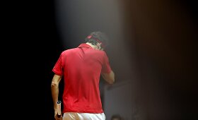 Gaelis Monfilsas nugalėjo traumuotą Rogerį Federerį ir i&scaron;lygino Daviso taurės rezultatą