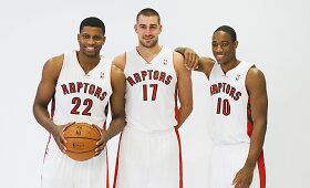 Jono Valančiūno klubo &bdquo;Raptors&ldquo; fotosesija žiniasklaidos dieną