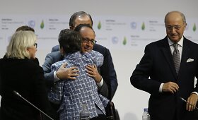 Paryžiuje pritarus klimato gelbėjimo paktui &ndash; pakilios nuotaikos
