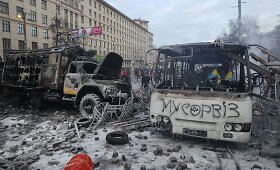 Kijevas po protestuotojų susidūrimų su milicija