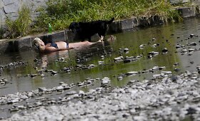 Nusekusioje Berounkos upėje atsivėsina kar&scaron;čio i&scaron;varginti čekai