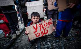 Idomeni stovykloje prieglobsčio pra&scaron;ytojai surengė protesto akciją