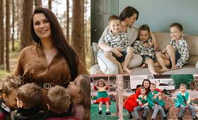 Ketvertuko mama Viktorija Solovej su vaikais