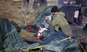 Migrantai Baltarusijos ir Lenkijos pasienyje