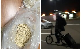 Kuriozi&scaron;kas sulaikymas Medininkuose &ndash; dviračiu sieną kirtusio Vokietijos piliečio lagamine muitininkai aptiko 0,5 kg heroino