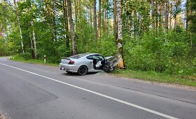 Dvarčionyse automobilis trenkėsi į medį