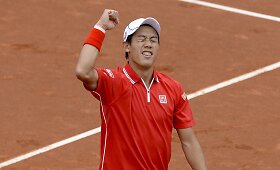 Kei Nishikoris Barselonos finale kovos su staigmeną pateikusiu Pablo Andujaru