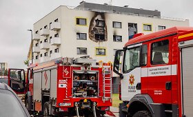 Daugiabučio gaisras Vilniuje Trimitų gatvėje