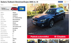 Įsigijo netvarkingą &bdquo;Subaru Outback&ldquo;