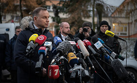 Lenkijos prezidentas Adrzejus Duda lankosi P&scaron;evoduvo kaime. Lenkija, 2022 lapkričio 17 d.