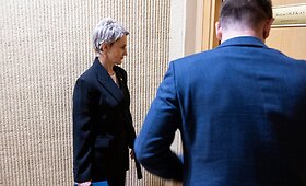 Nida Grunskienė atvyko į susitikimą su Seimo pirmininku