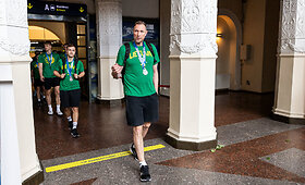 Lietuvos U20 vaikinų rinktinės sutikimas grįžus i&scaron; Europos čempionato i&scaron;kovojus sidabro medalius