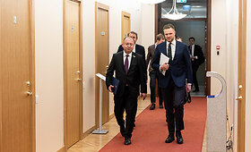 Gabrieliaus Landsbergio ir Rumunijos užsienio reikalų ministro Bogdano Aurescu spaudos konferencija