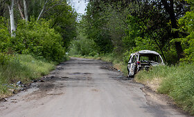 Rusų raketos susprogdintas automobilis Niujorke, Ukrainoje