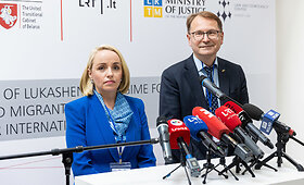 Spaudos konferencija apie Luka&scaron;enkos režimo atsakomybę už nusikaltimus žmoni&scaron;kumui ir migrantų krizę