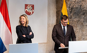 L. Kasčiūno ir Nyderlandų gynybos ministrės K. Ollongren spaudos konferencija