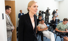 Vidaus reikalų ministrės Agnės Bilotaitės ir Vilniaus miesto mero Valdo Benkunsko spaudos konferencija