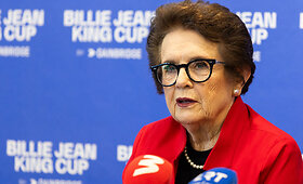 Billie Jean King spaudos konferencija &bdquo;SEB&ldquo; arenoje